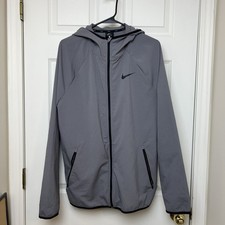 Nike Dri-FIT Men's Gray Hooded Full-Zip Lightweight Windbreaker Jacket M