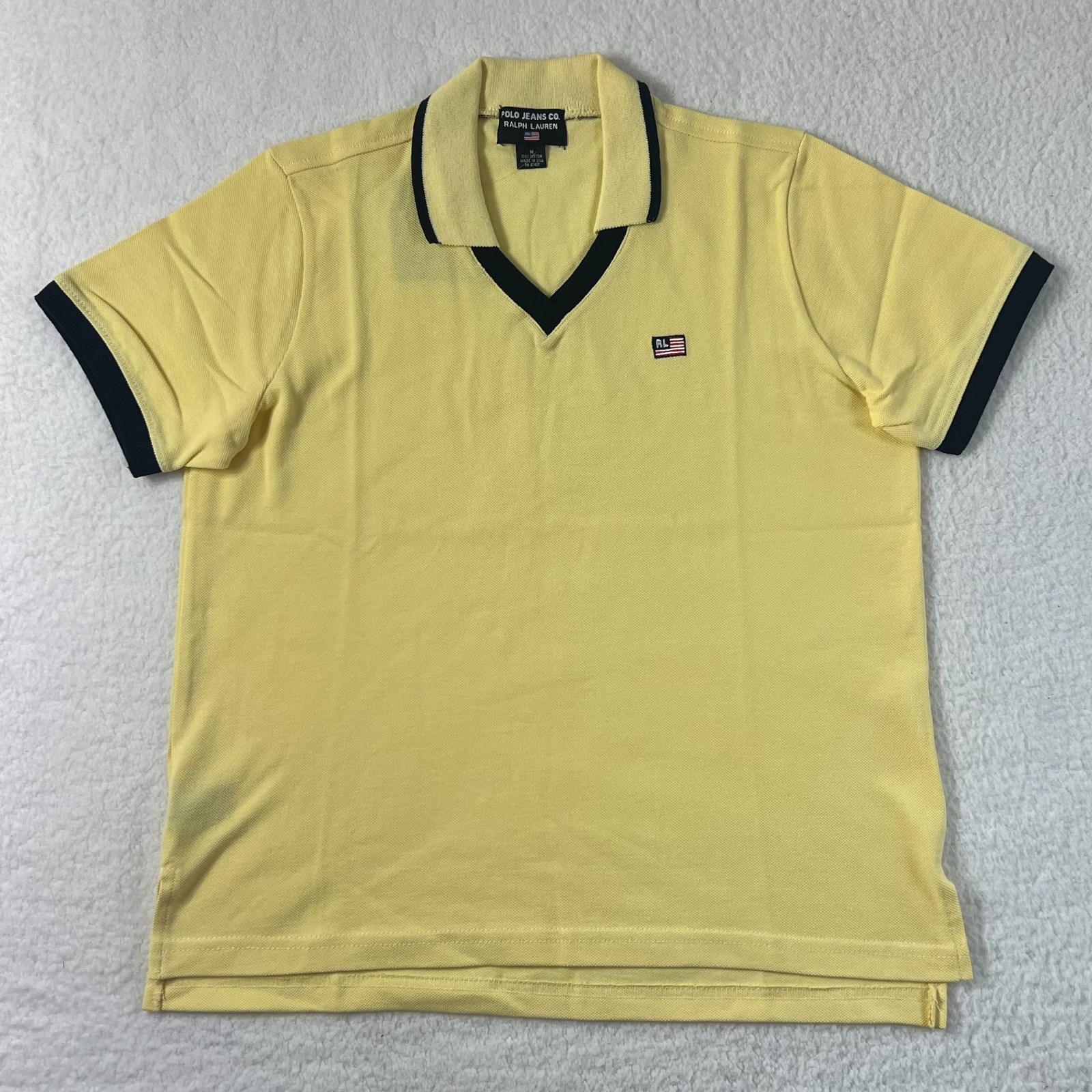 Polo Jeans Co. Polo Shirt Collard V-neck Made in USA Yellow Men