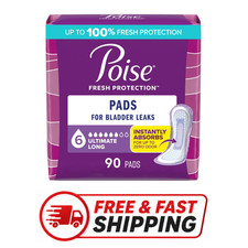 Poise Ultimate Absorbency Incontinence Pads 6 Drop Long 90 Count Women