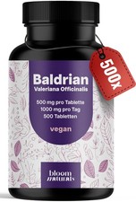 Baldrian Tabletten Hochdosiert - 500 Stk - 1000mg pro Tag - Vegan & Laborgeprüft