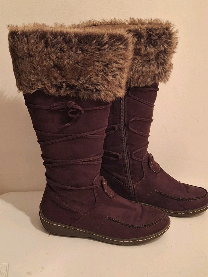 American Eagle Knee High Women s Brown Faux Fur Suede Zip Up Boots Size american-eagle-knee-high-women-s-brown-faux-fur-suede-zip-up-boots-size