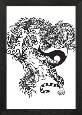 Dragon Vs Tiger Gerahmtes Wandbild Poster Leinwanddruck Bild