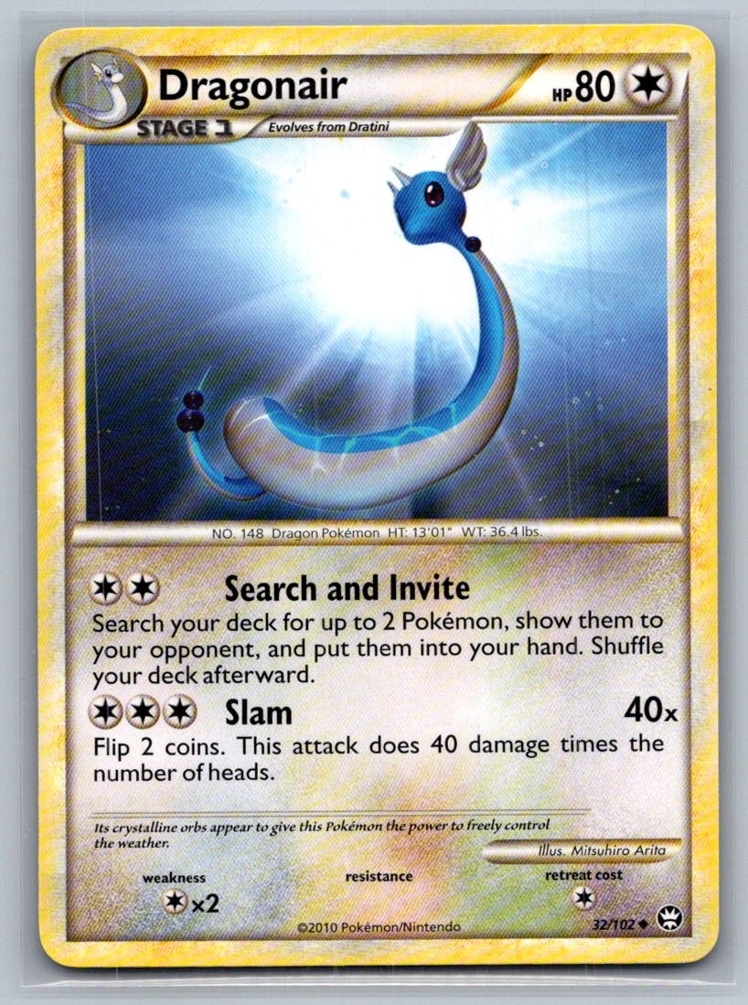 Dragonair 32/102 Uncommon HGSS Triumphant Pokemon Moderately Played
