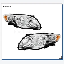 Pair Headlights Fits For 2009 2010 Toyota Corolla CE LE Chrome Housing Headlamps