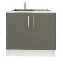 JD Greta 1000mm Utility Room Sink Unit With Tap, Kitchen Base Cabinet - Grey
