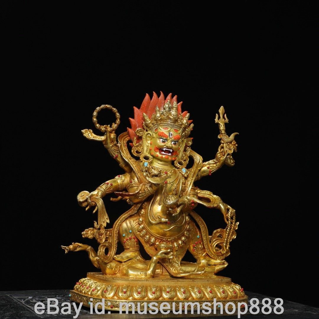 13.2 Od Tibetan Copper Gold Buddhism Mahākāla Vajradhara Buddha Statue