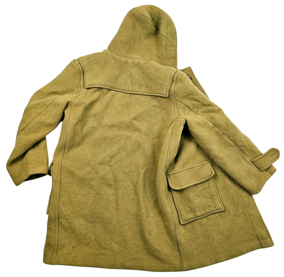 HOT VTG UNISEX BURBERRYS @ DUFFLE PARKA HOODED LINED KHAKI WOOL TRENCH Coat 48 S - Image 3 of 4