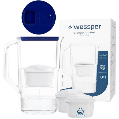 Wasserfilter Kanne Kunststoff 2,8 L Wessper D1 SOLID FutureFlow 3 Kartuschen