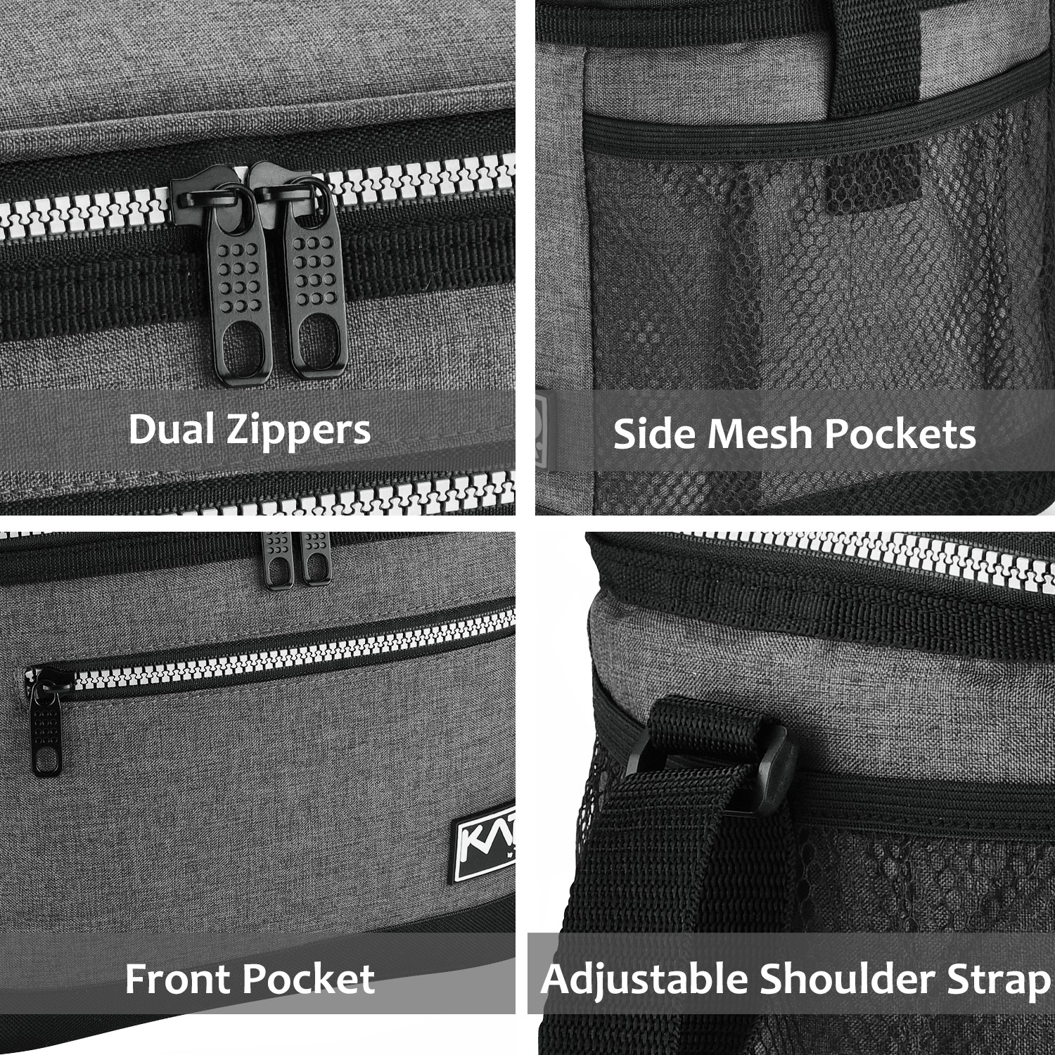 Insulated Dual Compartment Lunch Bag for Men Women Reusable Lunch Box Cooler