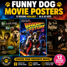 Funny Dog Movie Poster Wall Art Print A4 A3 | Dog Lover Gift Man Cave Decor