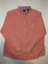 Chaps Mens Dress Shirt Size XL Red Button Up Long Sleeve Button Collar