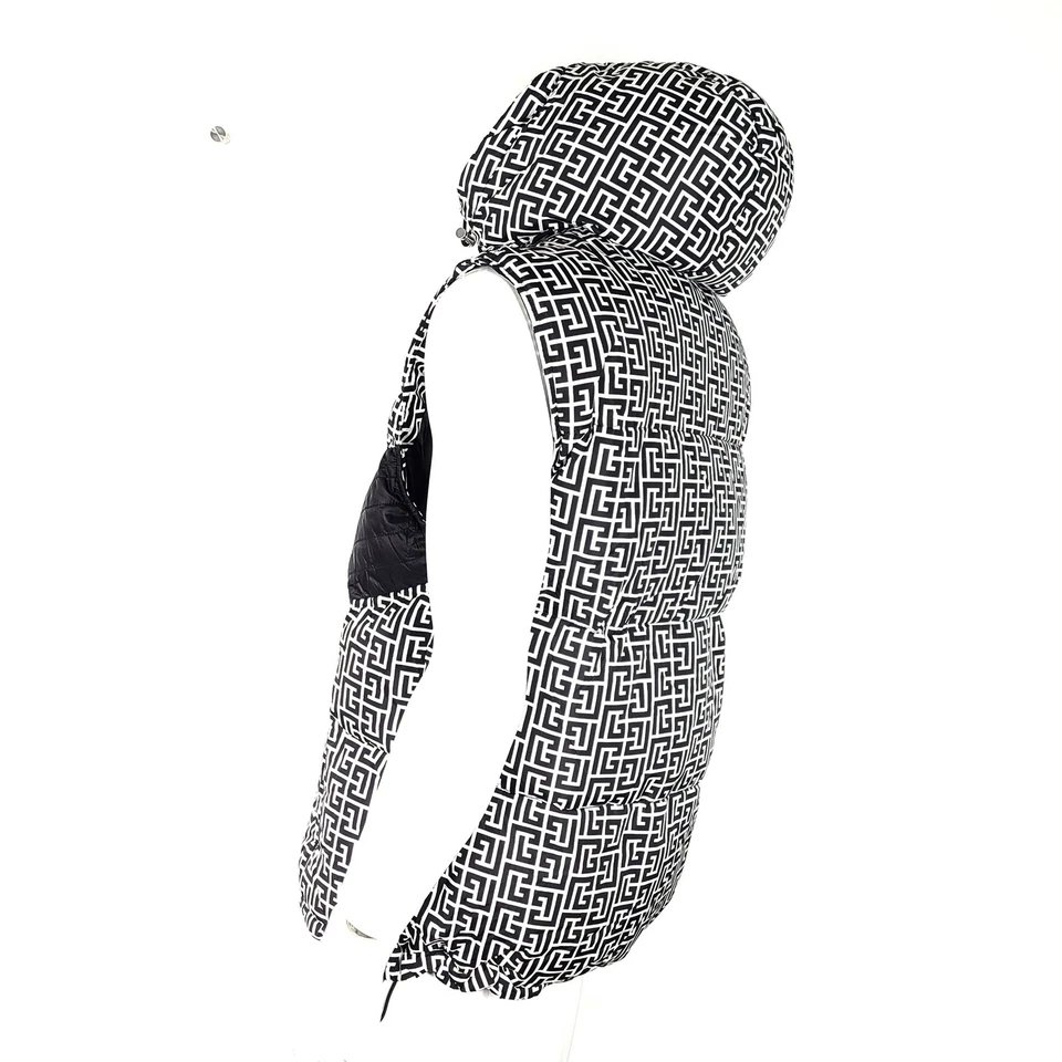 Chaleco acolchado con capucha estampado de monograma Balmain para hombre negro blanco talla 40/L Foto 4 de 4