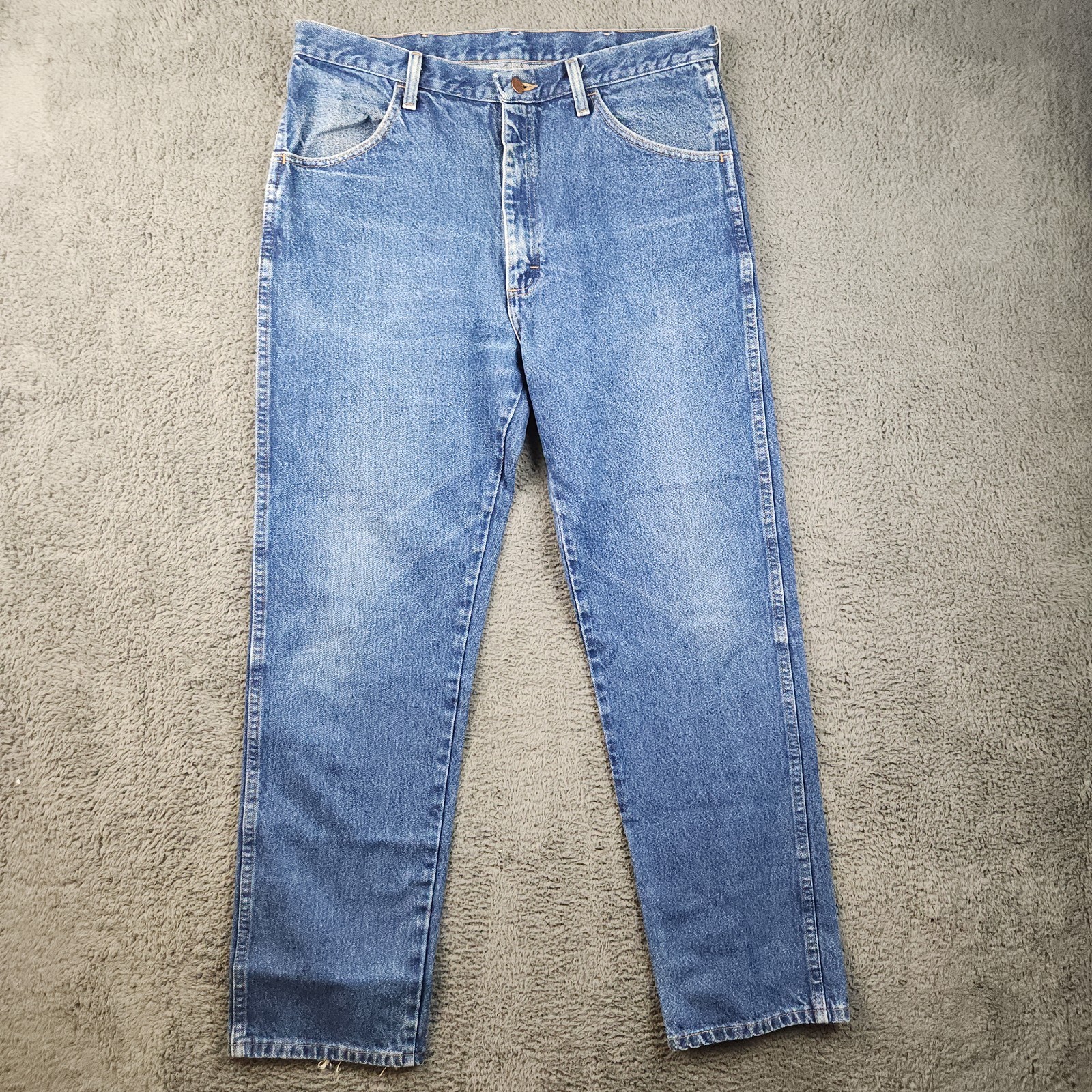 Straight Leg Blue Faded Durable Workwear Denim Size 36x32