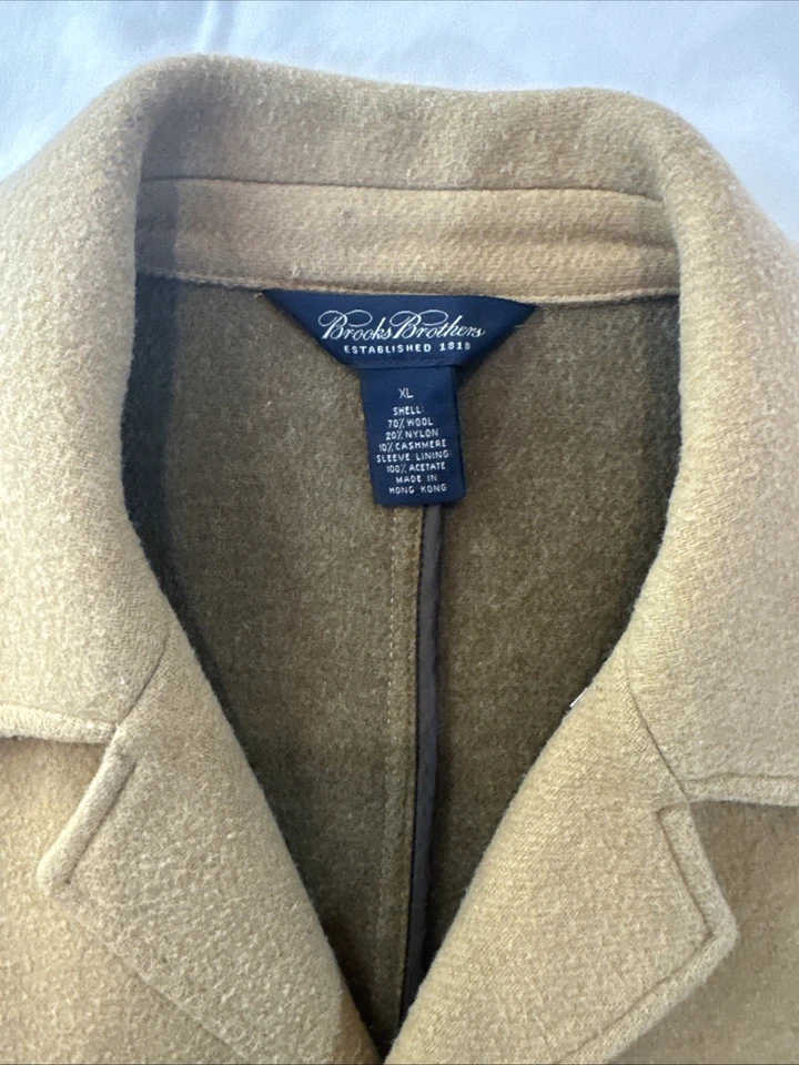 Brooks Brothers Vintage Y2K Mens XL Camel Hair Color Wool Cashmere Winter Coat - Image 2 of 4