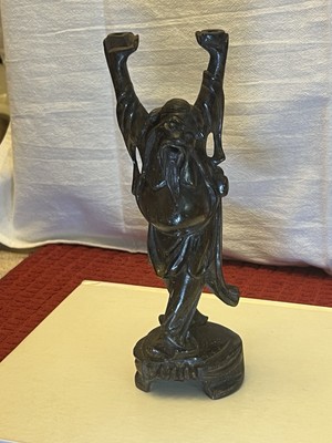 Vintage Asian Chinese Wise Man Sage Wooden Figurine Carved 8  Tall
