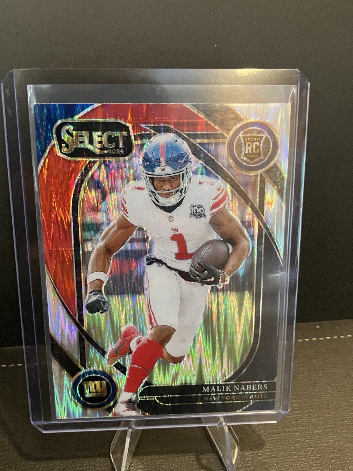 2024 Panini Select - Club Level Malik Nabers #220 Black & Red Shock Prizm (RC)