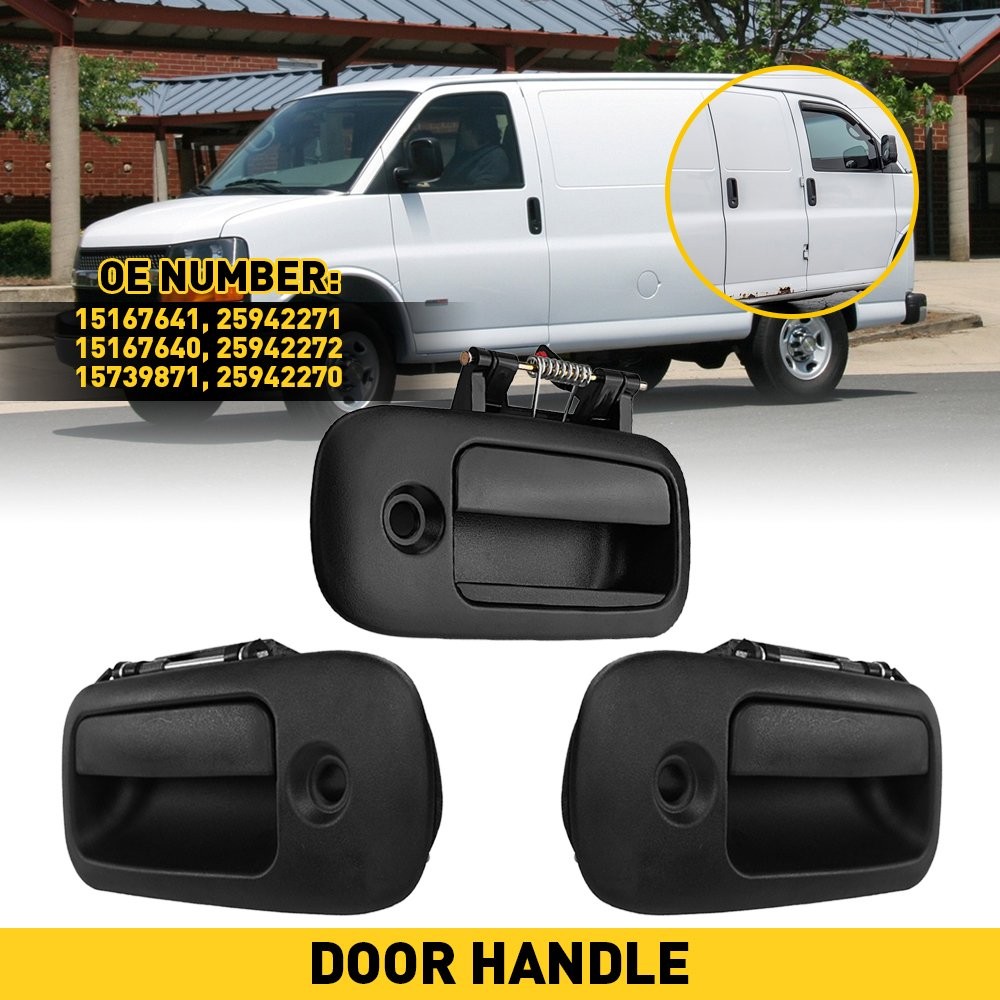 3pcs for 1996-2009 Chevy Express GMC Savana Van Outside Door Handles Set LH & RH thumbnail 14