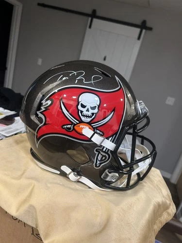 Tom Brady Autographed/Signed Buccaneers Full Size Replica Helmet Fanatics COA