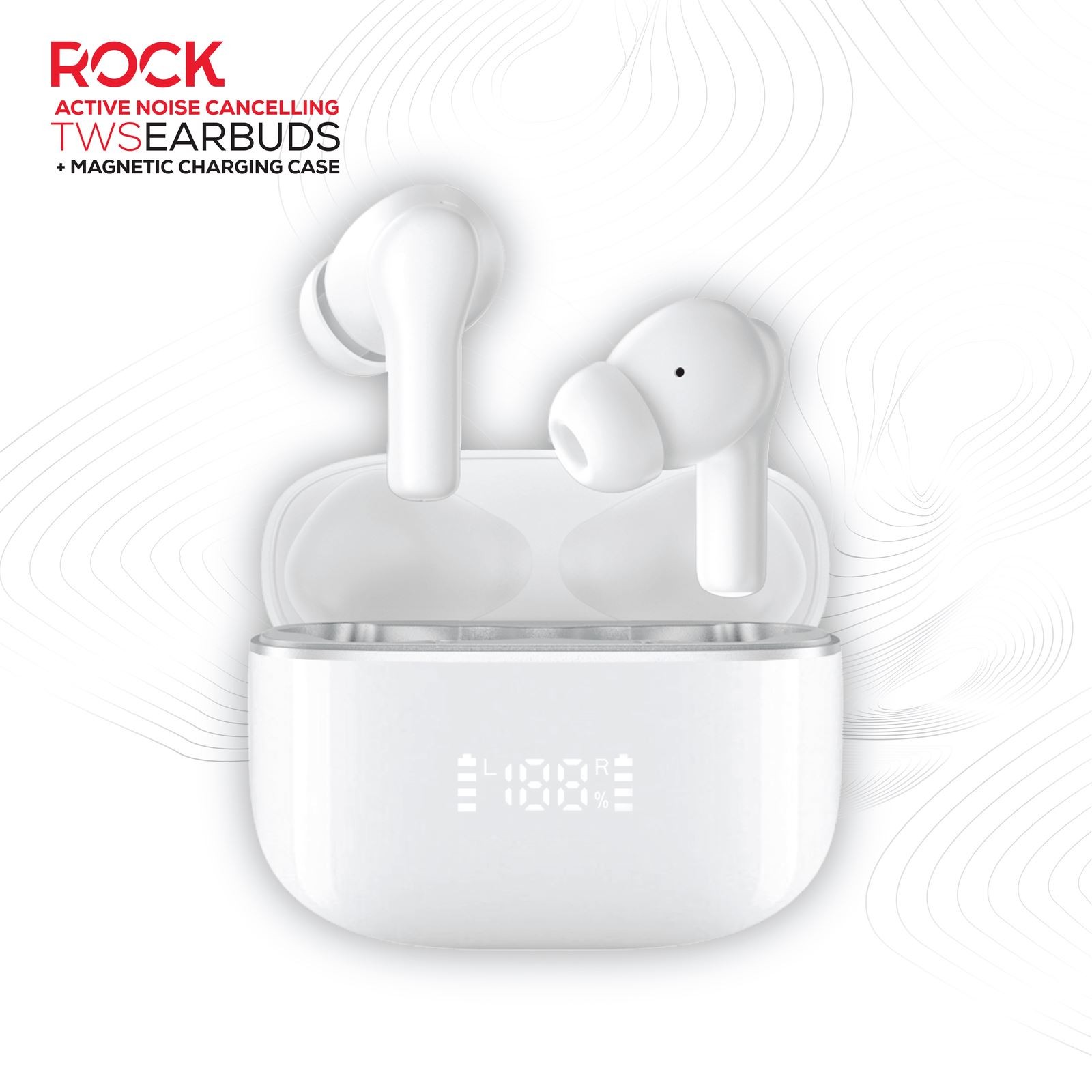 Rock TWS Earphones White True Wireless Bluetooth Active Noise Cancelling Earbuds