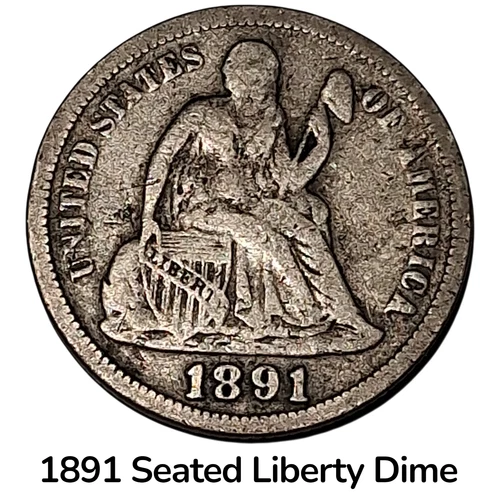 1891 Seated Liberty Dime F/VF Silver 10C Philadelphia Issue #920