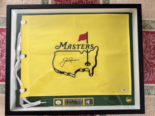 Jack Nicklaus autographed Masters Flag PSA framed