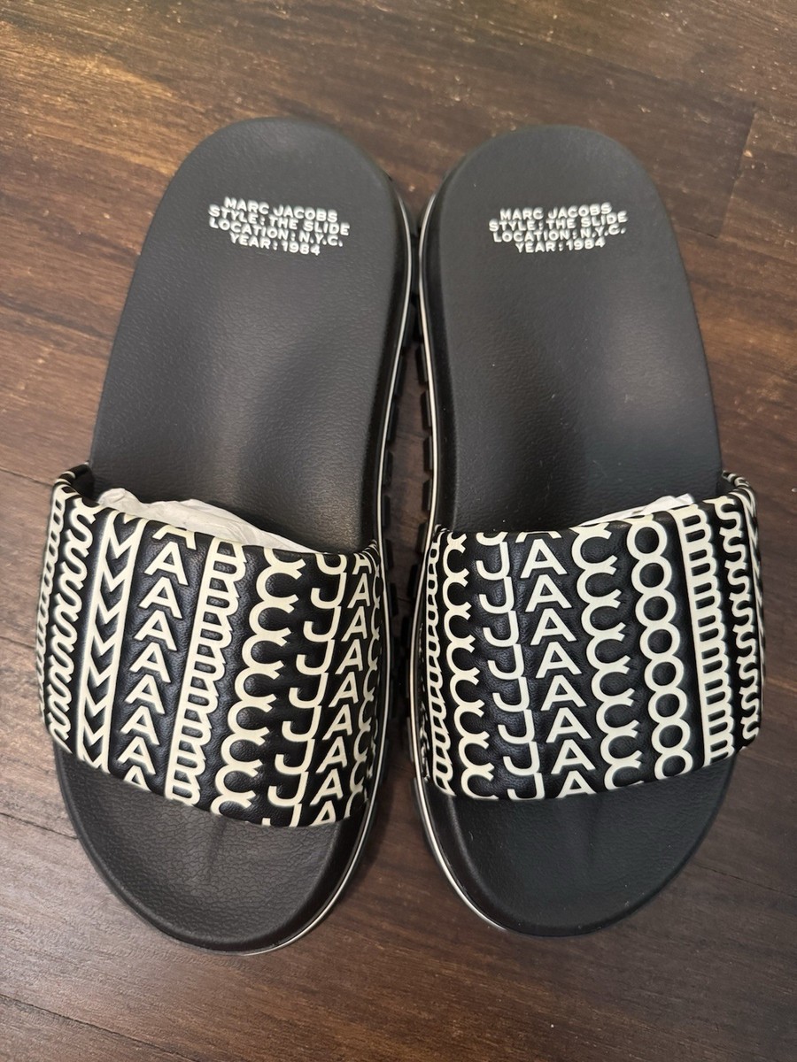 Marc Jacobs Black & White 'The Monogram Slide' EU 40/US 10