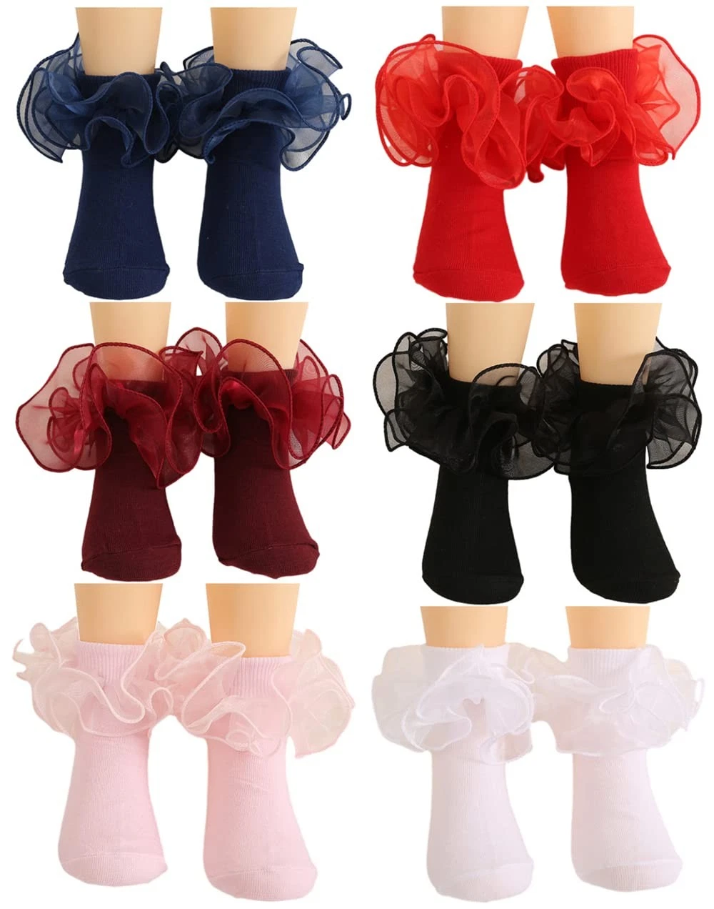 Newborn Baby-girls Socks and Bow Infant Toddler Ankle Socks 1-3T Solid Color-...