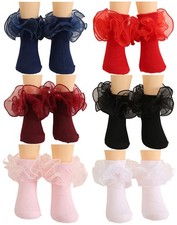 Newborn Baby-girls Socks and Bow Infant Toddler Ankle Socks 1-3T Solid Color-...
