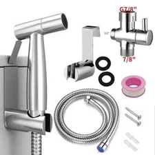 Toilet Shattaf Adapter Hose Bidet Spray Stainless Steel Handheld Shower Head US