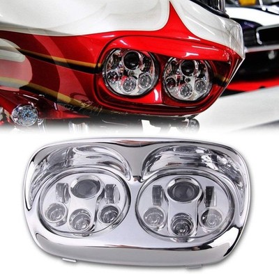 SUNPIE 5 3/4'' Chrome Dual Motorcycle LED Front Headlight for Road Glide 04-13