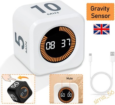 Pomodoro Gravity Sensor Flip Cube Timer Digital Visual Scale Cooking Countup