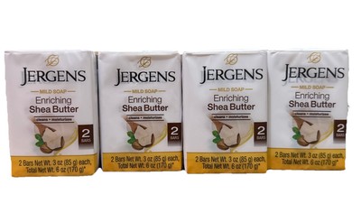 Jergens Mild Soap. Enriching Shea Butter.  4 Pack 8 Bars 3oz Ea. New