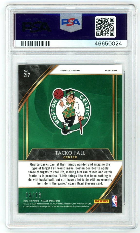 2019-20 SELECT TACKO FALL FOTL Neon Orange Pulsar Prizm /13 COURTSIDE 217 PSA 10 - Image 2 of 2