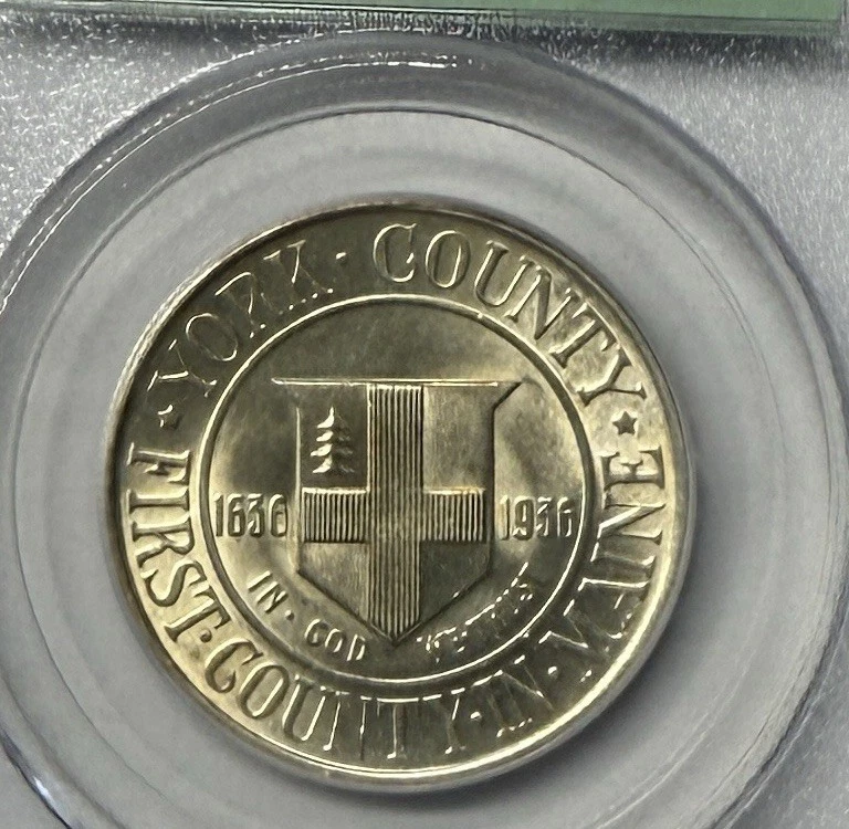 1936 YORK COUNTY COMMEMORATIVE SILVER HALF DOLLAR PCGS MS63 OLD HOLDER - Image 2 of 3