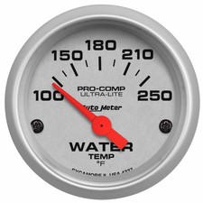 Autometer Water Temp Gauge Ultra-lite 52mm 100-250 Deg F Short Sweep Electric