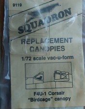 F4U-1 Corsair "Birdcage" Crystal Clear Canopy, Squadron, Scale: 1/72, Kit: 9119