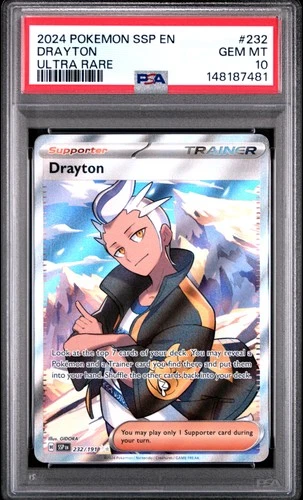 2024 POKEMON SSP EN-SURGING SPARKS ULTRA RARE #232 DRAYTON PSA 10