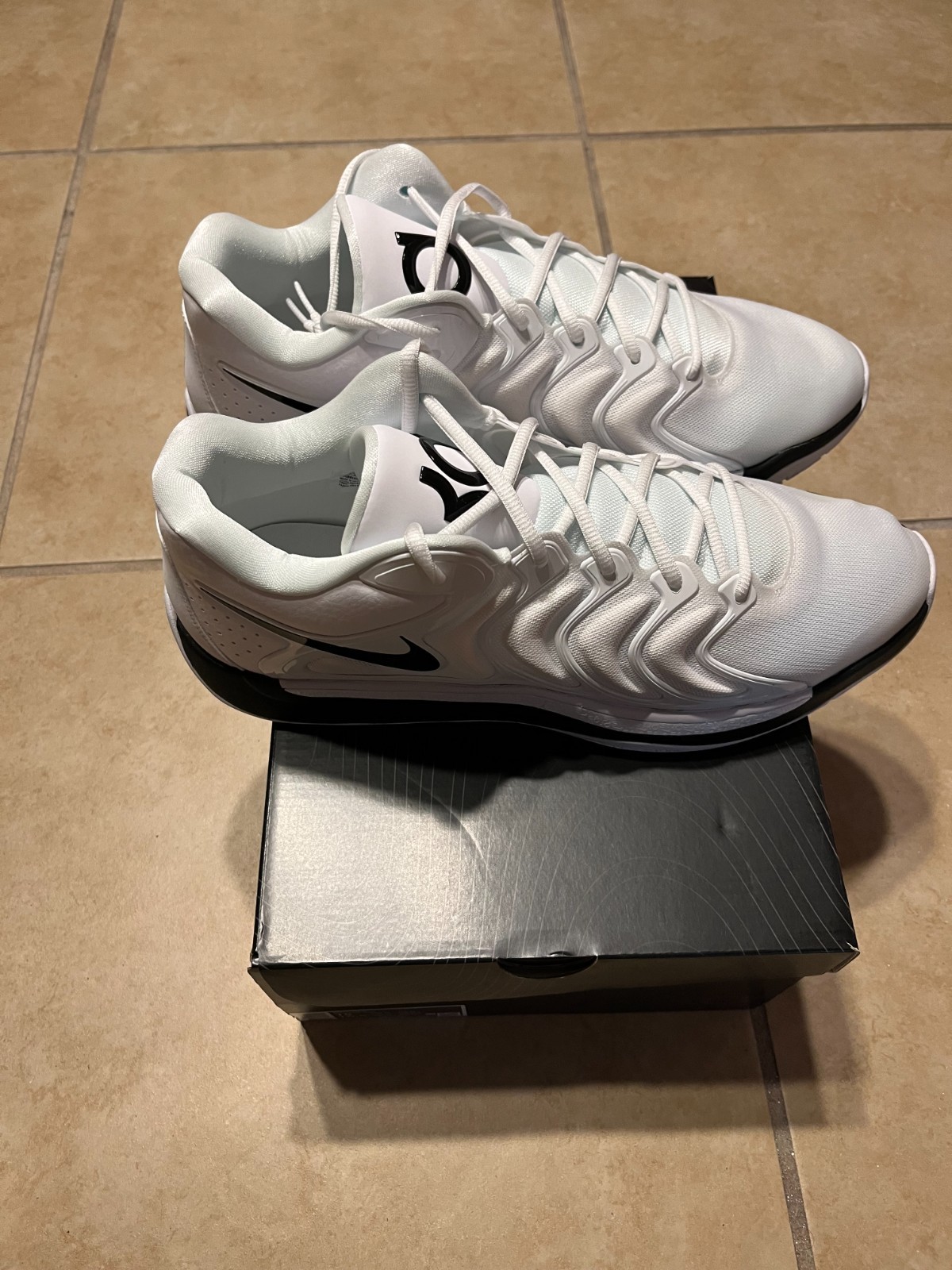 Nike Kd 17 Tb Promo Basketball Shoes White Black Sneakers Hj7387-101 Men Size 15