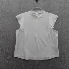 CALIA XXL Golf Renew Texture Cap Sleeve Zip Top White Womens