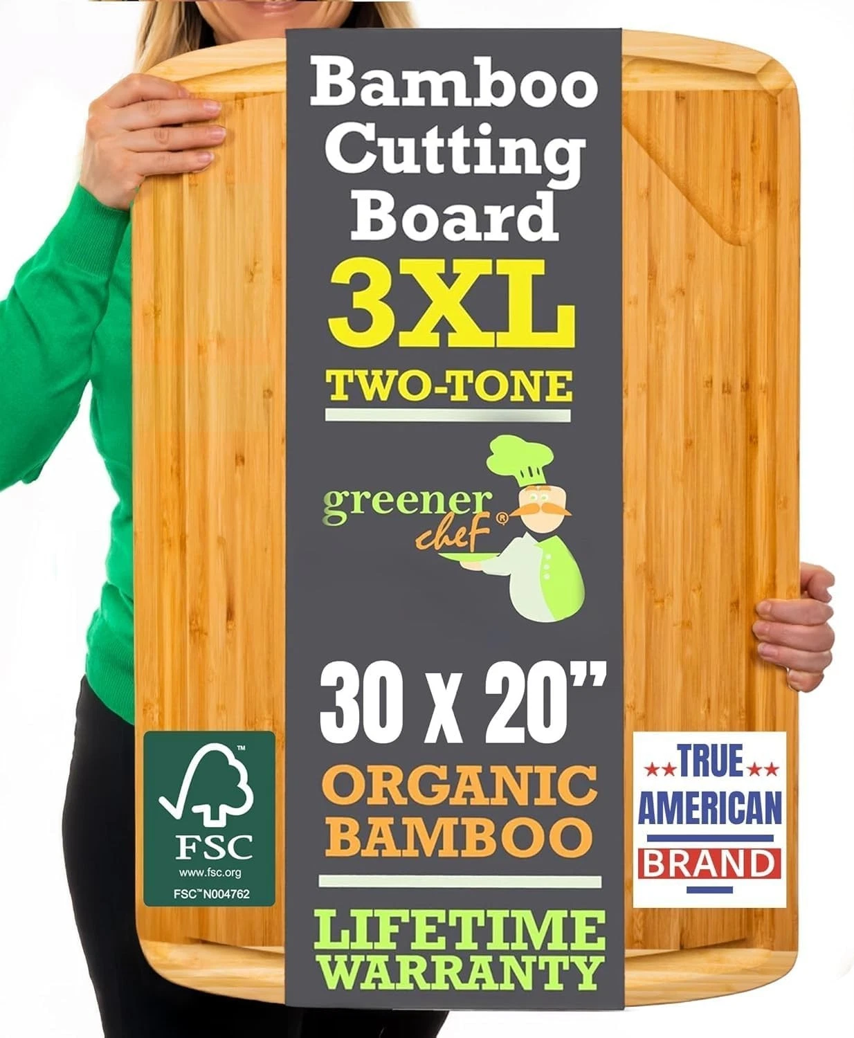 Greener Chef 30x20 Organic Cutting Board 3XL Two-Tone NIB
Opens in a new window or tab