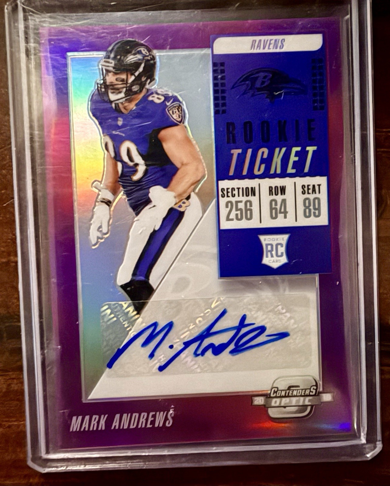 2018 Contenders Optic Mark Andrews Purple Color Match Rookie Ticket Auto RC #/99