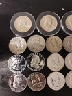 Lot Of 23 Franklin Half Dollars. Some Proofs Most are AU BU.