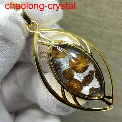 27.35Ct Pallasite Meteorite Pendant Brenham Meteorite Necklace KL2002