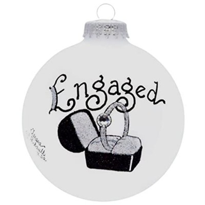 Engaged Engagement Ring in a Box Glass Christmas Ornament Made in the USA