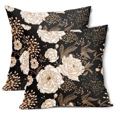 Vintage Peony Roses Floral Plant Pillow Covers 24X24 Inch Set of 2 Chinoiseri...
