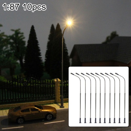 10Pcs Model Railway Warm White HO Scale Lamps Post 1:87 Street Light Single Head - Picture 10 of 22