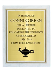 8" x 10" CUSTOM ENGRAVED WHITE MARBLE FINISH AWARD PLAQUE  - SPEEDY SHIPPING