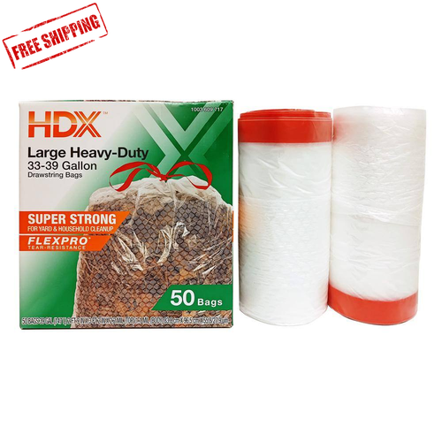 Flexpro 33 to 39 Gal. Clear Drawstring Outdoor and Yard Trash Bags (50-Count) ✅✅ - Picture 6 of 12