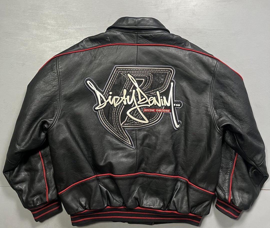 Ruff Ryders Dirty Denim Leather Jacket Black Size XL DMX Hip