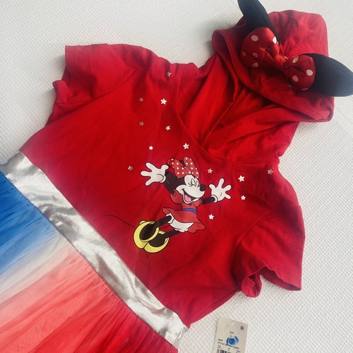 Disney Minnie Mouse Girl's Large Red Hooded Short Sleeve Tulle Costume Dress